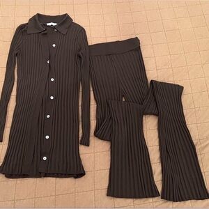 Mango brown ribbed set